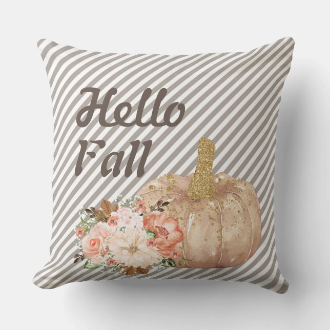 Hallo Herbst Herbst Streifen Pillow Kissen (Vorderseite)