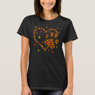 Hallo Herbst Herbstblatt Hund Katze Pfotenabdruck  T-Shirt