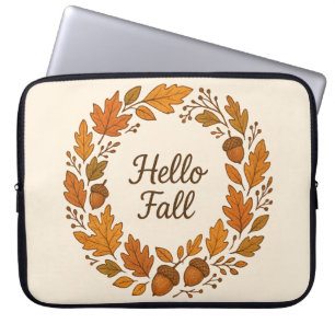 Hallo Herbst Herbstfeuer mit Blätter und Acorns Laptopschutzhülle