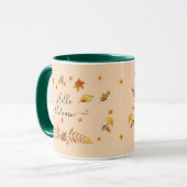 Hallo Herbst Herbstlaub und Pine Tasse (Vorderseite Links)