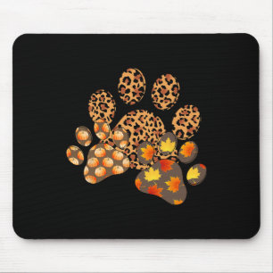 Hallo Herbst Herbstleaf Pumpkin Dog Paw Print Pupp Mousepad