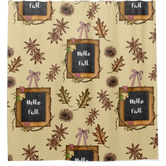 Hallo Herbst - Herbstleaves Muster für gemütliche Duschvorhang (Vorderseite)