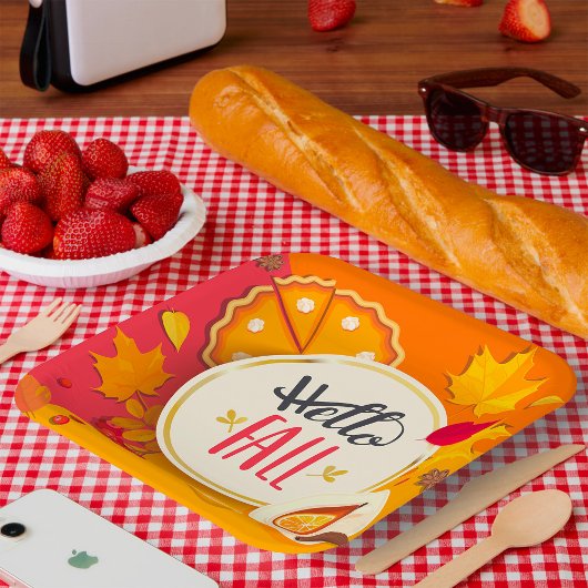 Hallo Herbst Herbstleaves und Pumpkin Pie Pappteller