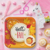 Hallo Herbst Herbstleaves und Pumpkin Pie Pappteller (Party)