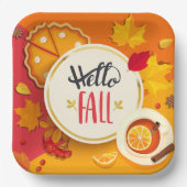 Hallo Herbst Herbstleaves und Pumpkin Pie Pappteller (Vorderseite)