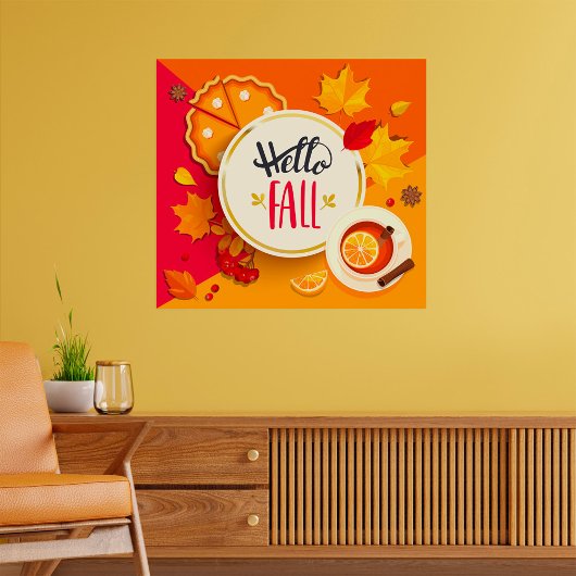 Hallo Herbst Herbstleaves und Pumpkin Pie Poster