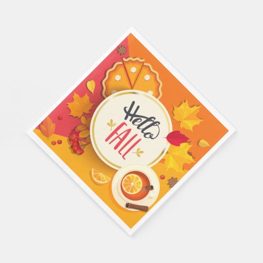 Hallo Herbst Herbstleaves und Pumpkin Pie Serviette (Ecke)