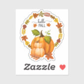 Hallo Herbst Herbstleaves und Pumpkins Vinyl Aufkleber (Blatt)