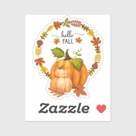 Hallo Herbst Herbstleaves und Pumpkins Vinyl Aufkleber (Blatt)