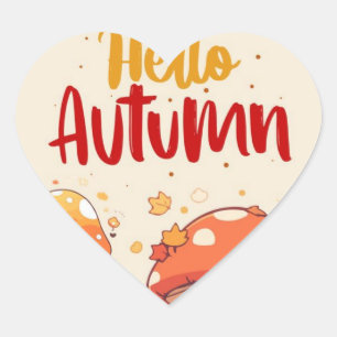Hallo Herbst Herz-Aufkleber
