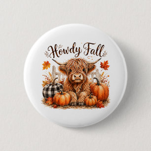 Hallo Herbst Highland-Kuh Frohes Erntedankfest Her Button