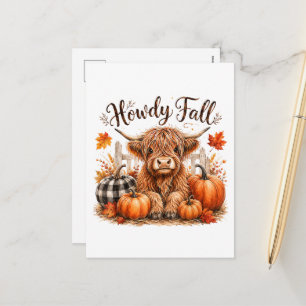 Hallo Herbst Highland-Kuh Frohes Erntedankfest Her Feiertagspostkarte