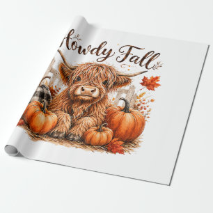 Hallo Herbst Highland-Kuh Frohes Erntedankfest Her Geschenkpapier