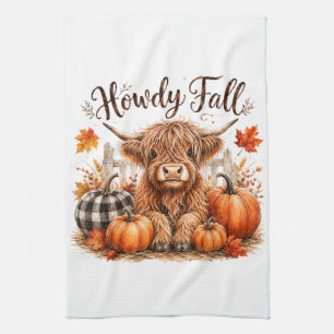Hallo Herbst Highland-Kuh Frohes Erntedankfest Her Geschirrtuch