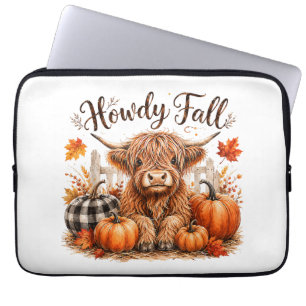Hallo Herbst Highland-Kuh Frohes Erntedankfest Her Laptopschutzhülle