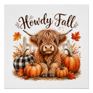 Hallo Herbst Highland-Kuh Frohes Erntedankfest Her Poster