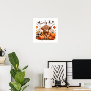 Hallo Herbst Highland-Kuh Frohes Erntedankfest Her Poster
