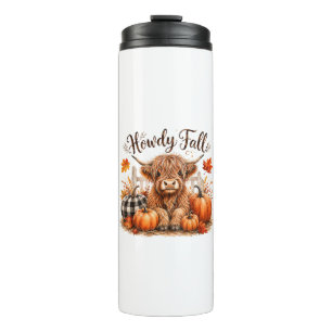 Hallo Herbst Highland-Kuh Frohes Erntedankfest Her Thermosbecher