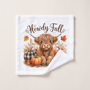Hallo Herbst Highland-Kuh Frohes Erntedankfest Her Waschlappen