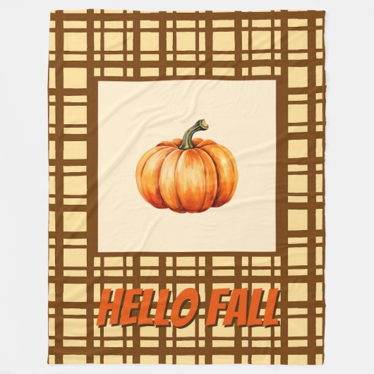 Hallo Herbst Karierter Herbst mit Pumpdesign Fleecedecke (Vorderseite)