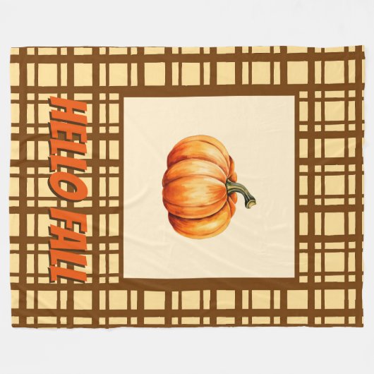 Hallo Herbst Karierter Herbst mit Pumpdesign Fleecedecke (Vorderseite (Horizontal))