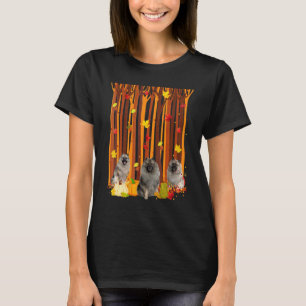 Hallo Herbst Keeshonds Ahornblatt Herbst Kürbis Mä T-Shirt