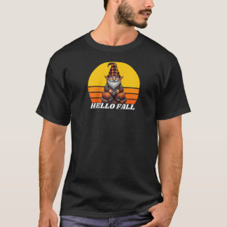 Hallo Herbst-Kürbis-Karo-LKW-Gnome für Halloween T-Shirt