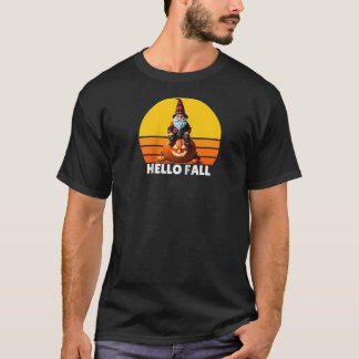 Hallo Herbst-Kürbis-Karo-LKW-Gnome für Halloween T-Shirt