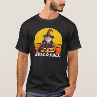 Hallo Herbst-Kürbis-Karo-LKW-Gnome für Halloween T-Shirt