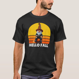 Hallo Herbst-Kürbis-Karo-LKW-Gnome für Halloween T-Shirt