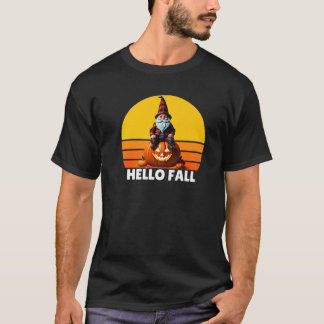 Hallo Herbst-Kürbis-Karo-LKW-Gnome für Halloween T-Shirt