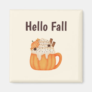 Hallo Herbst-Kürbis-Latte-Farmhaus-Cute Magnet