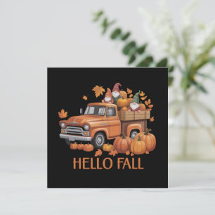 Hallo Herbst Kürbis Pickup Truck Gnom Herbst Baum Feiertagskarte