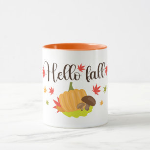 Hallo Herbst Kürbis und Pilze Herbst  Tasse