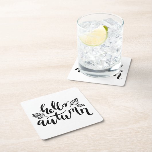 Hallo Herbst lässt Schwarz-Weiß-Kalligraphie Rechteckiger Pappuntersetzer (Vor Ort)