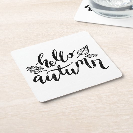 Hallo Herbst lässt Schwarz-Weiß-Kalligraphie Rechteckiger Pappuntersetzer (angewinkelt)