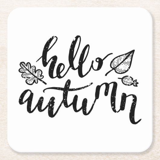 Hallo Herbst lässt Schwarz-Weiß-Kalligraphie Rechteckiger Pappuntersetzer (Vorderseite)