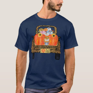 Hallo Herbst Leopard LKW Kürbis Lustiger Herbst He T-Shirt