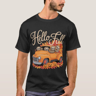 Hallo Herbst Lustiger Faultier Halloween-Kürbis Kl T-Shirt