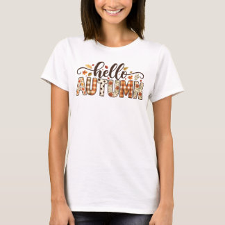 Hallo Herbst Minimal Schriftzug Herbstliebhaber T-Shirt