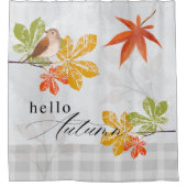 Hallo Herbst mit Bird und Herbstlauben Duschvorhang (Vorderseite)