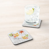 Hallo Herbst mit Bird und Herbstlauben Getränkeuntersetzer (Rechte Seite)