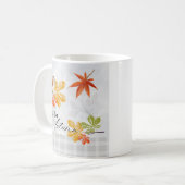 Hallo Herbst mit Bird und Herbstlauben Kaffeetasse (Vorderseite Links)