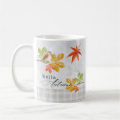 Hallo Herbst mit Bird und Herbstlauben Kaffeetasse (Links)