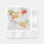 Hallo Herbst mit Bird und Herbstlauben Serviette (Vorderseite)