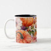 Hallo Herbst mit Blume und Namen Zweifarbige Tasse (Links)