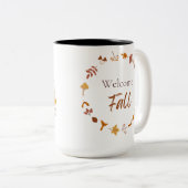 Hallo Herbst mit Leaf Design Zweifarbige Tasse (VorderseiteRechts)