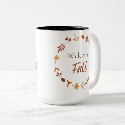Hallo Herbst mit Leaf Design Zweifarbige Tasse (VorderseiteRechts)