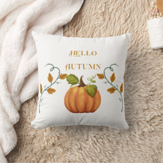 Hallo Herbst mit Pumpkin Orange Text und Bild Kissen