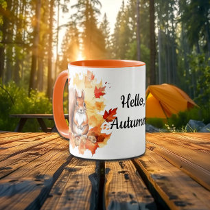 Hallo Herbst Niedlich Eichhörnchen und Babyfox Tasse